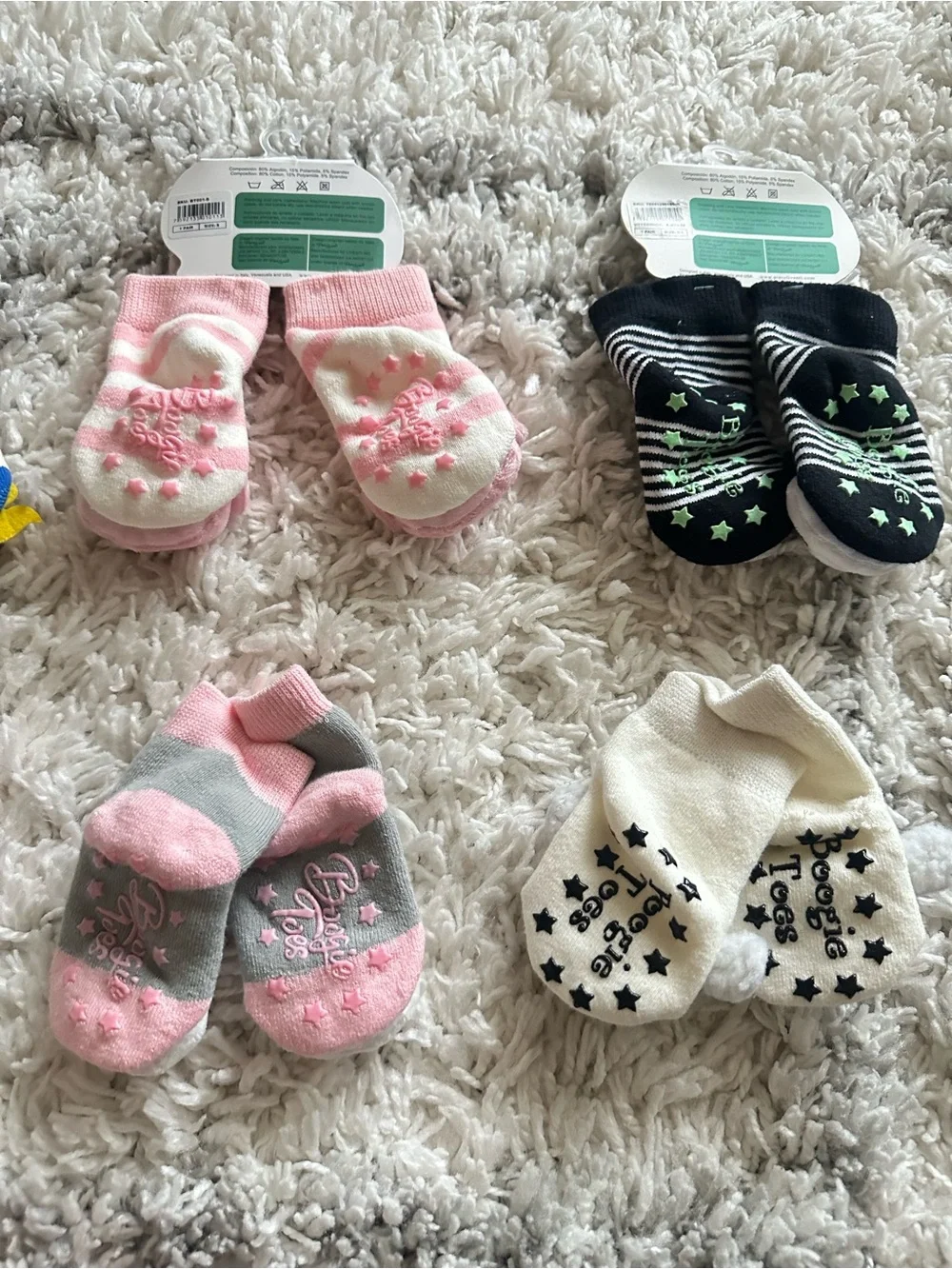 Boogie toes socks panda bunny bear cartoon for baby toddler 12 pairs bundles